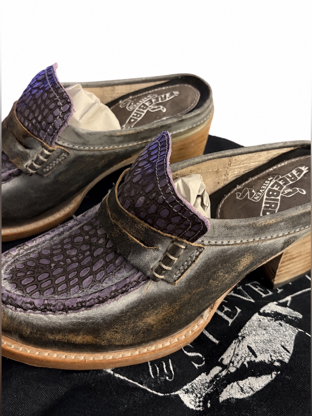FREEBIRD Collins Ice Multi Leather Western Mules Size 6 New With Box